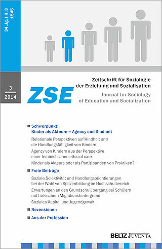 Zeitschrift für Soziologie der Erziehung und Sozialisation 3/2014