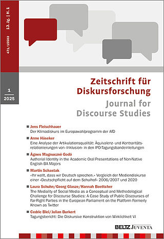 Zeitschrift für Diskursforschung 1/2025