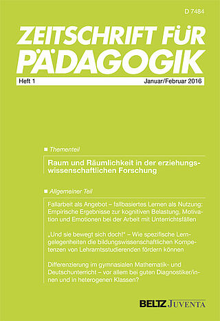 Zeitschrift für Pädagogik 1/2016