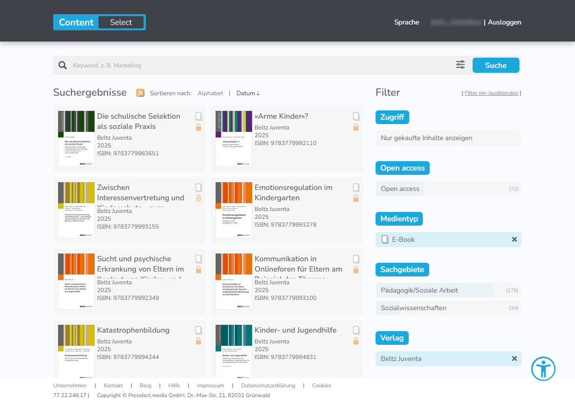 Startseite Content Select