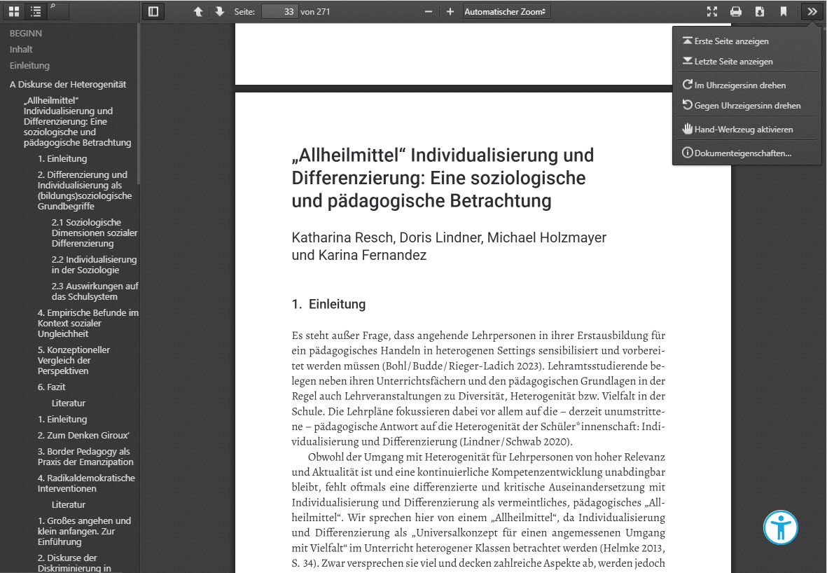 Content Select Lesemodus